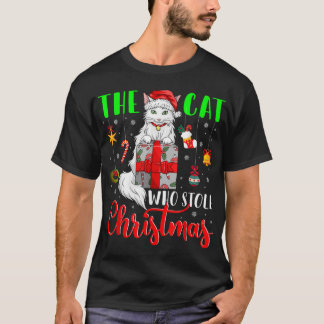 T-shirt Le chat qui a volé Noël drôle Noël Père Noël