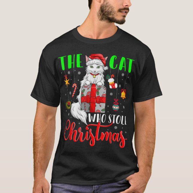 T-shirt Le chat qui a volé Noël drôle Noël Père Noël (Devant)