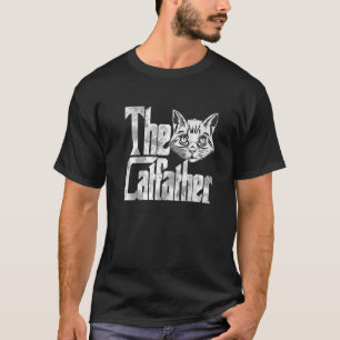 T-shirt Le Chatfather Chat Père Mafia Moustaches Mâle Papa