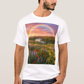 T-shirt Le chemin du paradis : Double arc-en-ciel et rêves