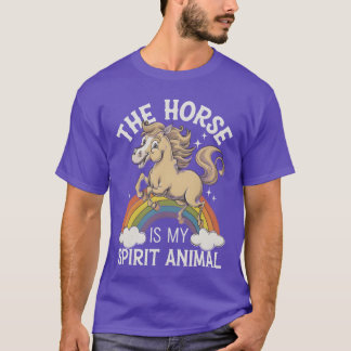 T-shirt Le Cheval Est Mon Esprit Animal Arc-en-ciel drôle