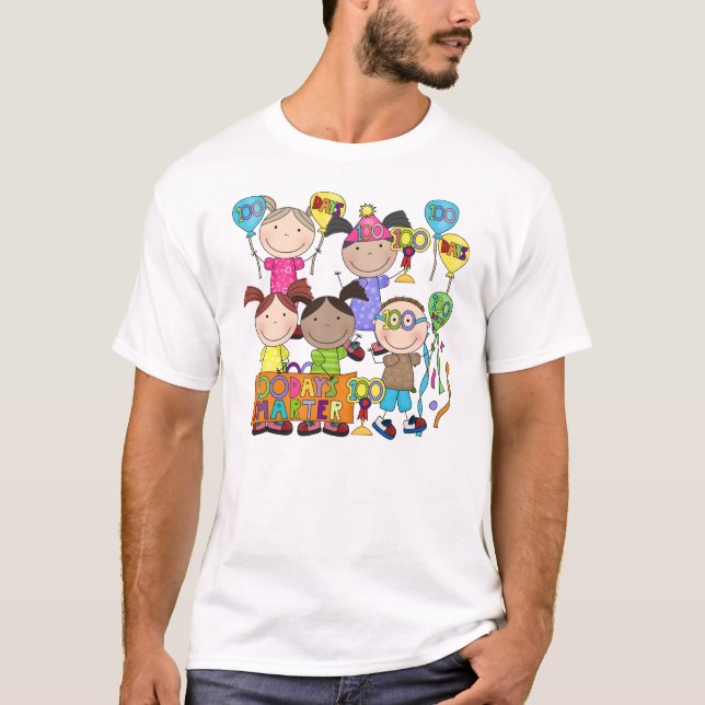 T-shirt Le chiffre de bâton badine 100 jours plus futé (Devant)