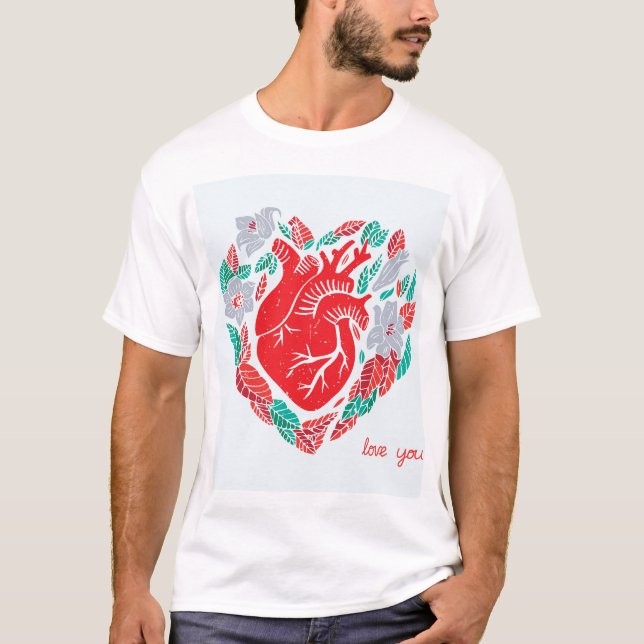 T-shirt Le coeur anatomique de Valentine : carte unique (Devant)