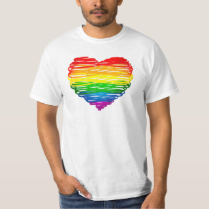 T-shirt Le cœur arc-en-ciel de SlipperyJoe griffonné tourb