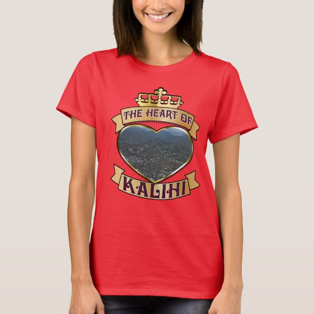 T-shirt Le coeur de la pièce en t des femmes de Kalihi (Devant)