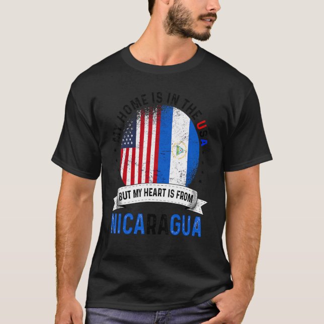 T-shirt Le Coeur De Patriote Américain Du Nicaragua Est De (Devant)