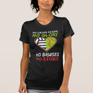 T-shirt Le coeur de volleyball du base-ball aucune herbe