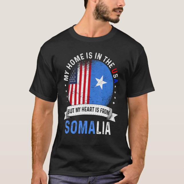 T-shirt Le Coeur Patriote Américain Somalien Est Du Drapea (Devant)
