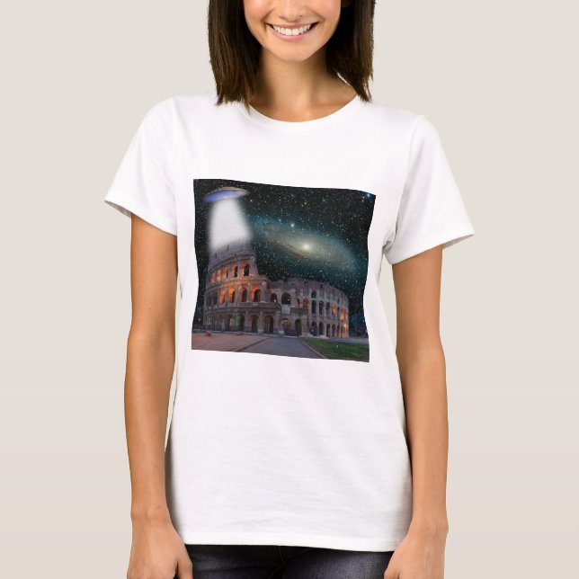 T-shirt Le Colisée Rome Italie rencontre l'espace et l'OVN (Devant)