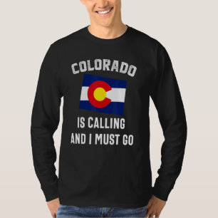 T-shirt Le Colorado Appelle Carte Denver Drapeau Souvenir