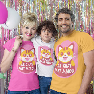 T-shirt Le Conversation Fait Miaou Cute French Orange Tabb