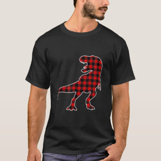 T-shirt Le Costume De Dinosaur Rouge Buffalo Plaid Dinosau