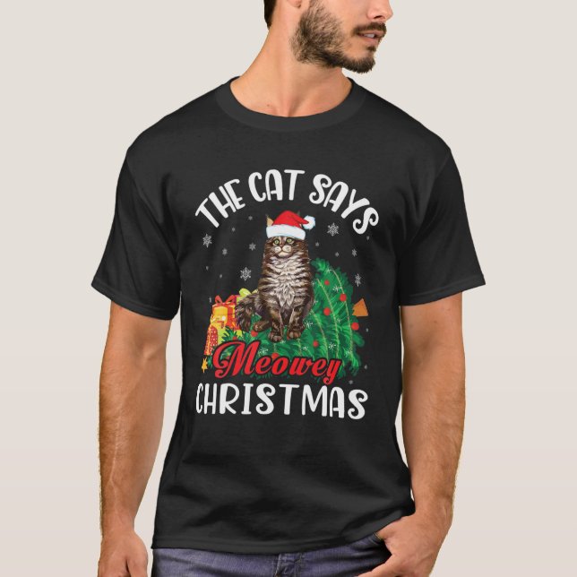 T-shirt Le Costume De Maine Coon Noel Présente Le Chat Dit (Devant)
