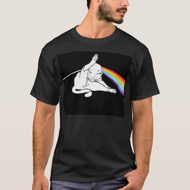 T-shirt le côté en noir du chat (Devant)