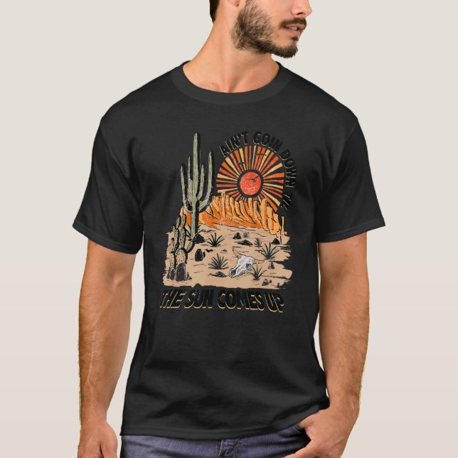 T-shirt Le coucher du soleil dans le désert ne descend pas (Devant)