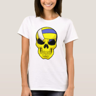 T-shirt Le crâne comme joueur de volleyball avec volleybal
