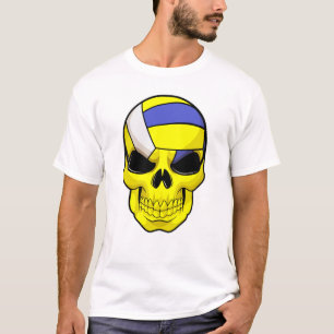 T-shirt Le crâne comme joueur de volleyball avec volleybal