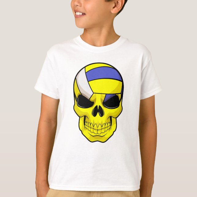 T-shirt Le crâne comme joueur de volleyball avec volleybal (Devant)