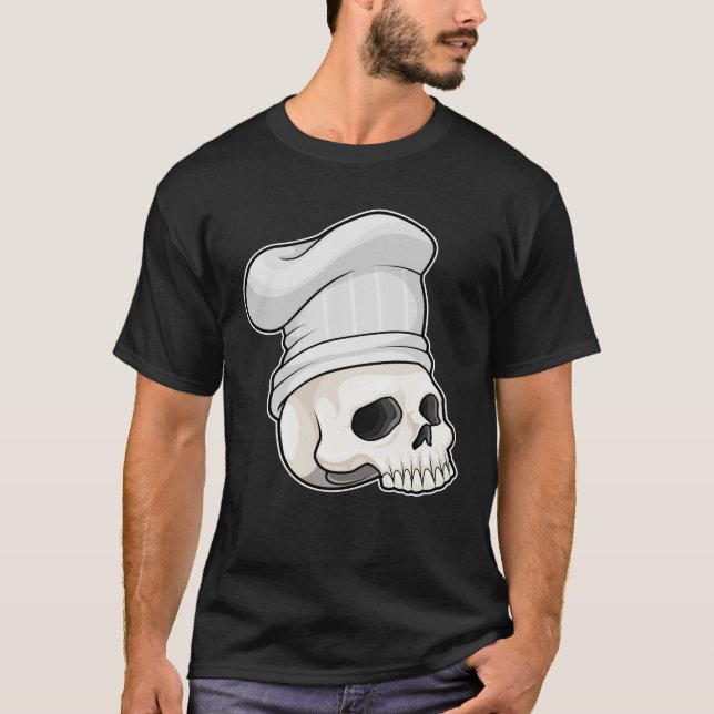 T-shirt Le crâne cuisiné avec le casquette chef (Devant)