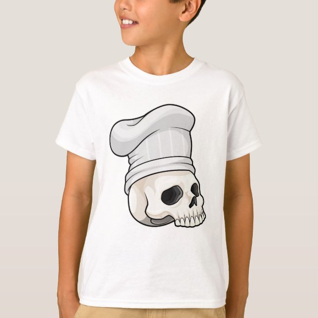 T-shirt Le crâne cuisiné avec le casquette chef (Devant)