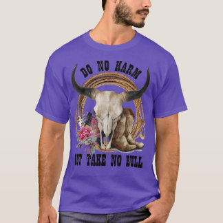 T-shirt Le Crâne Taureau De Botte De Cowboy De L'Ouest Ne