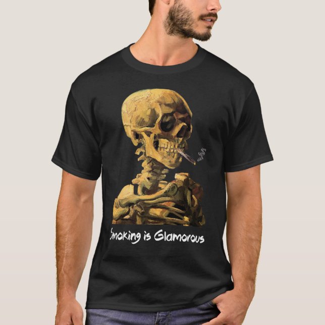T-shirt Le Crâne Van Gogh Avec Cigarette Fumer Glamour (Devant)