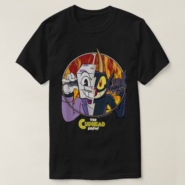 T-shirt Le Cuphead Show King Dice Et Le Diable Split Pos (Design devant)