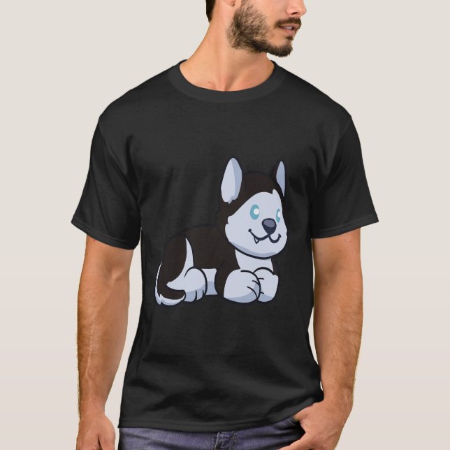 T-shirt Le Cute Chibi Husky Vous Attend (Devant)