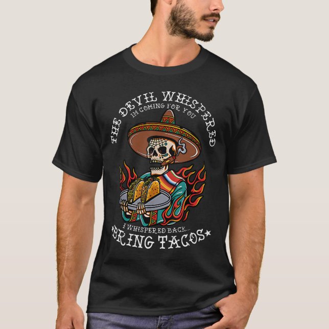 T-shirt Le diable latin gribouillé apporter Tacos Espagne  (Devant)