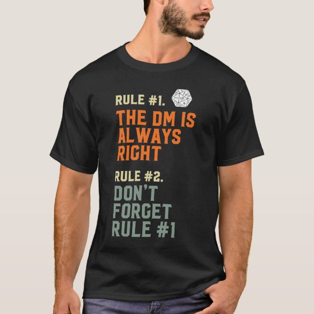 T-shirt Le DM a toujours raison D20 règles principales de  (Devant)