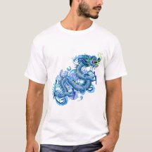 Le dragon bleu avec de l'eau éclabousse