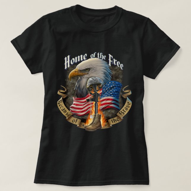 T-shirt Le Drapeau Américain À La Maison Du Vétéran Libre  (Design devant)