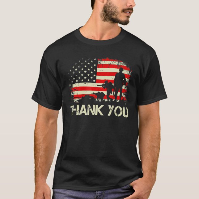 T-shirt Le drapeau américain chemise les vétérans du Merci (Devant)