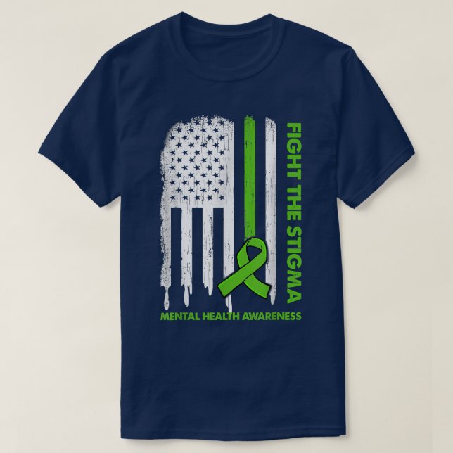 T-shirt Le drapeau américain combat la stigmatisation de l (Design devant)