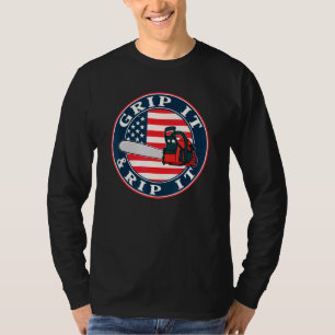 T-shirt Le Drapeau Américain De La tronçonneuse L'Accroche