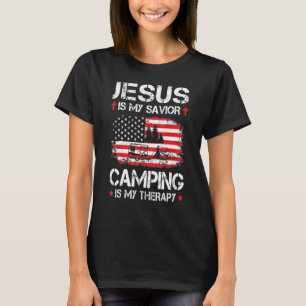 T-shirt Le Drapeau Américain Est Mon Sauveur Camping Est M