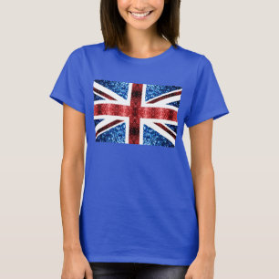 T-shirt Le drapeau BRITANNIQUE rouge et le bleu miroite