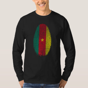 T-shirt Le Drapeau Du Cameroun Empreinte C'Est Dans Mon Dn