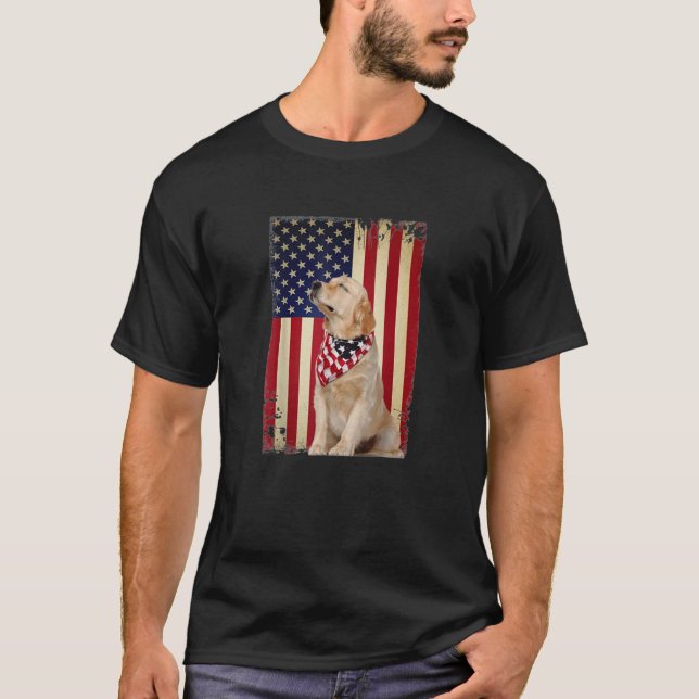 T-shirt Le Drapeau du sourire d'or T Shirt, Golden Retrie (Devant)