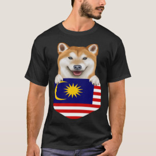 T-shirt Le Drapeau Malaisien Shiba Inu Chien Dans Une Poch
