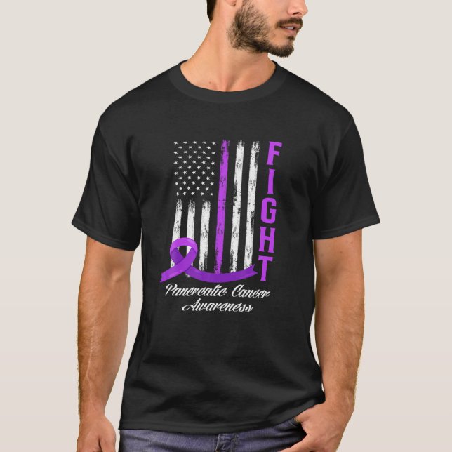 T-shirt Le drapeau patriotique américain combat le cancer  (Devant)