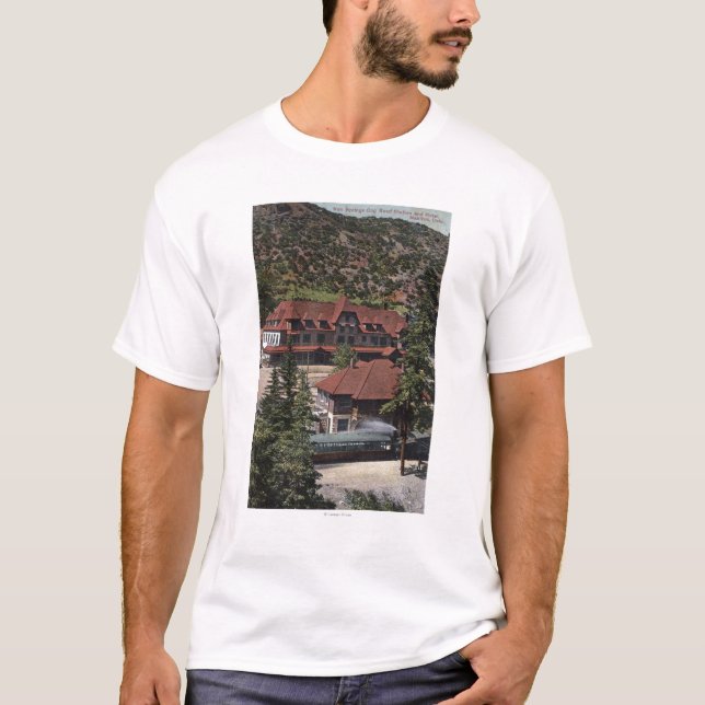 T-shirt Le fer jaillit station et hôtel de route de dent (Devant)