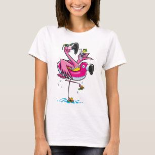 T-shirt Le Flamant rose boit des vacances d'été drôles 