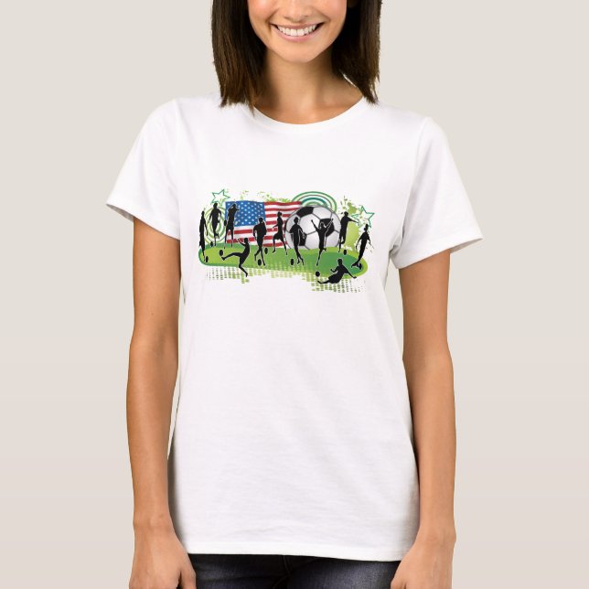 T-shirt Le football de femmes des Etats-Unis (Devant)