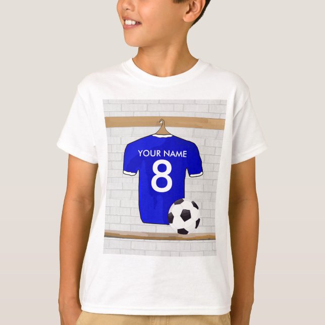 T-shirt Le football Jersey blanc bleu personnalisé du (Devant)