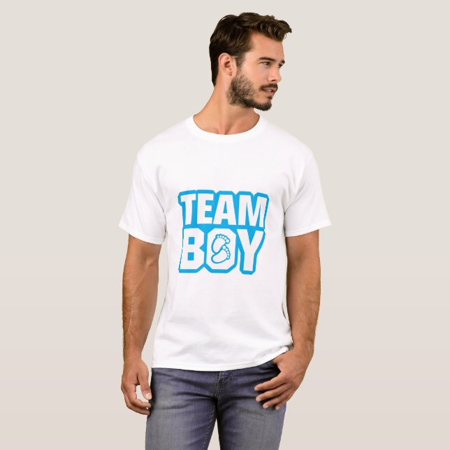 T-shirt Le genre de baby shower de garçon d'équipe (Devant entier)