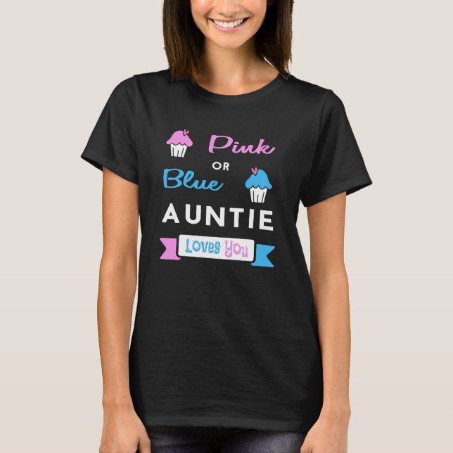 T-shirt Le genre indiquent tante rose ou bleue Loves You (Devant)