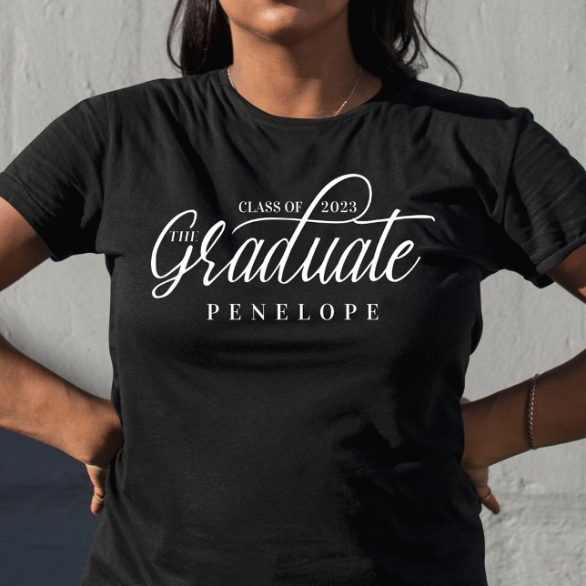 T-shirt Le Graduate Modern Script Classe de 2022 Grad Name (Créateur téléchargé)