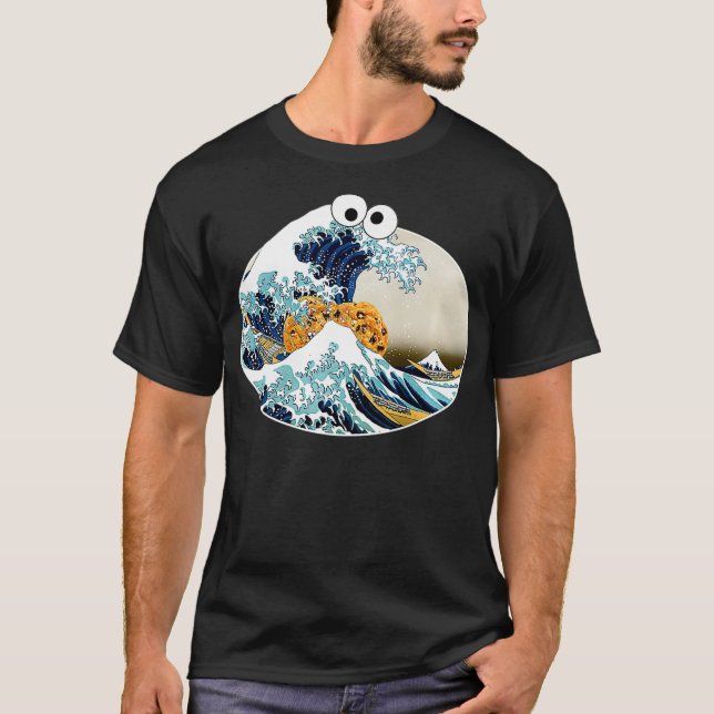 T-shirt Le Grand Cookie Manger Vave De Kanagawa Googly (Devant)