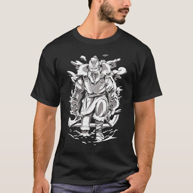 T-shirt Le Guerrier Valhalla Viking À Valhalla (Devant)